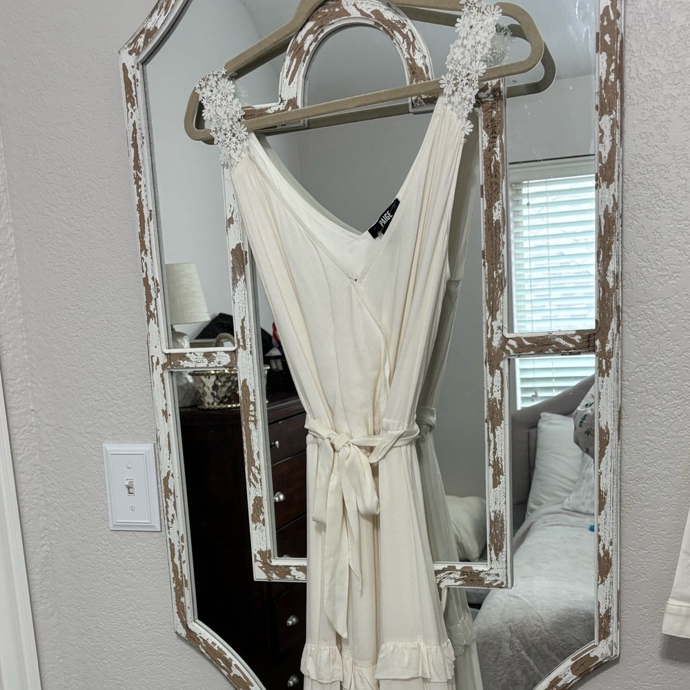 PAIGE  White cotton V-Neck Dress with fantastic details